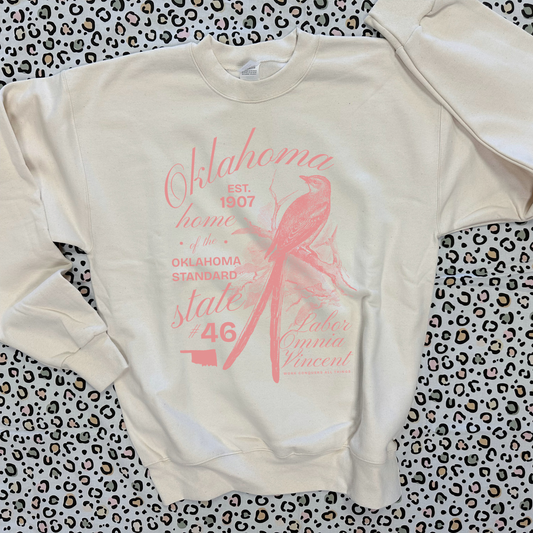 OKLAHOMA 2026: Delicate Pink Scissortail Script (SWEATSHIRT)
