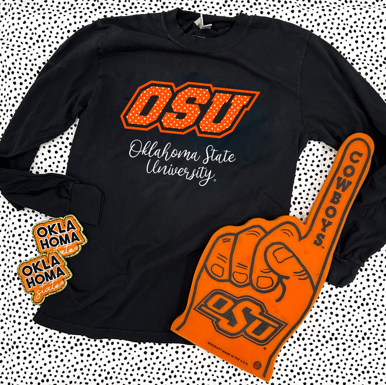 OK STATE UNIV. 2023: OSU Polkadot Logo (LONGSLEEVE)