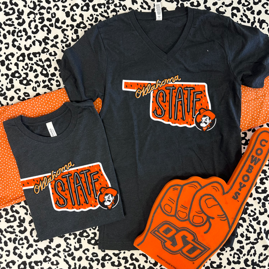 OK STATE 2024: Oklahoma State & Pistol Pete (VNECK or CREW NECK)