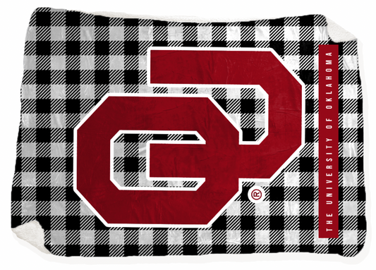 UNIV. of OK 2024: OU Buffalo Check Logo *BLANKET*