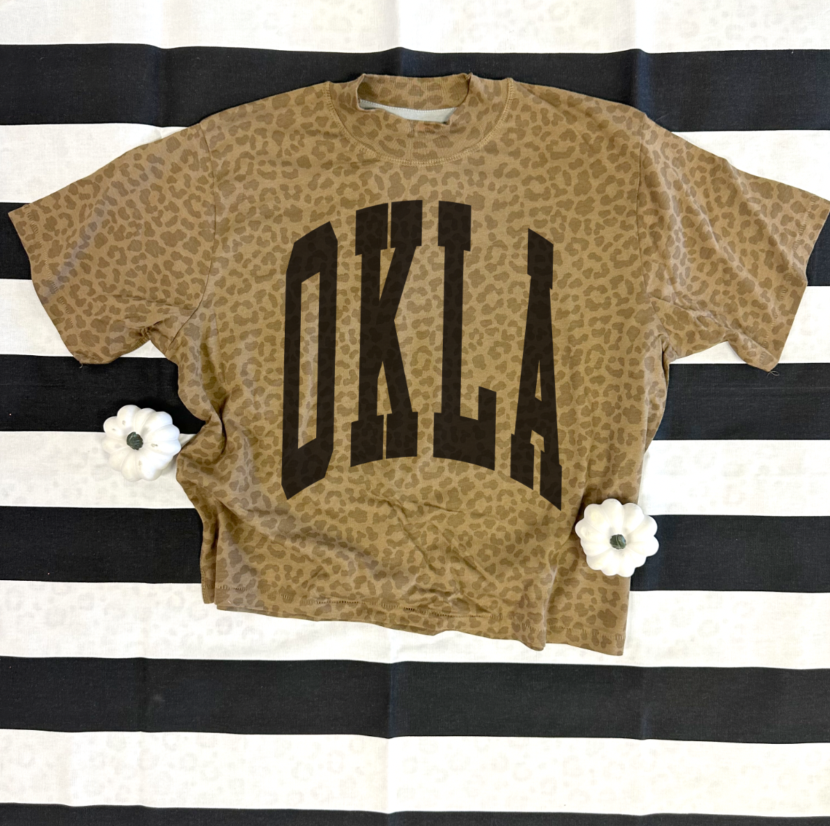 OKLAHOMA 2024: OKLA Brown Leopard Boxy Crop Tee