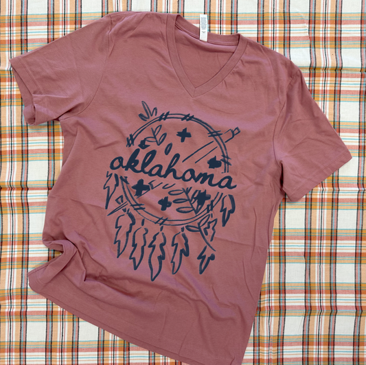 OKLAHOMA 2025: Simple Brushed Dreamcatcher (BELLA CANVAS VNECK & CREW NECK Options)