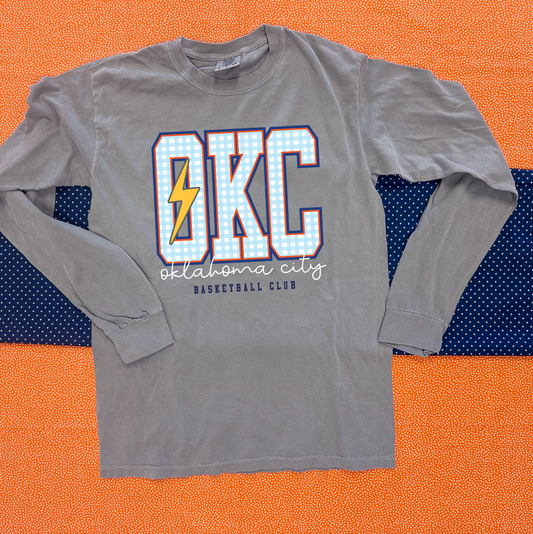 OKC SPIRIT 2025: OKC Gingham (COMFORT COLORS LONGSLEEVE)
