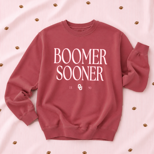 UNIV. of OKLAHOMA 2026: Boomer Sooner Classic Polkadot (COMFORT COLORS SWEATSHIRT)