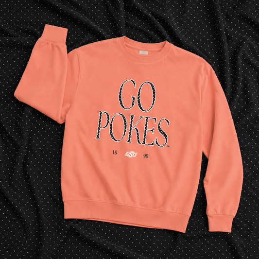 OK STATE 2026: Go Pokes Classic Polkadot (COMFORT COLORS SWEATSHIRT)