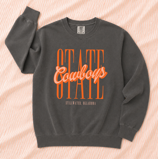 OK STATE 2026: STATE Cowboys Script (COMFORT COLORS SWEATSHIRT)