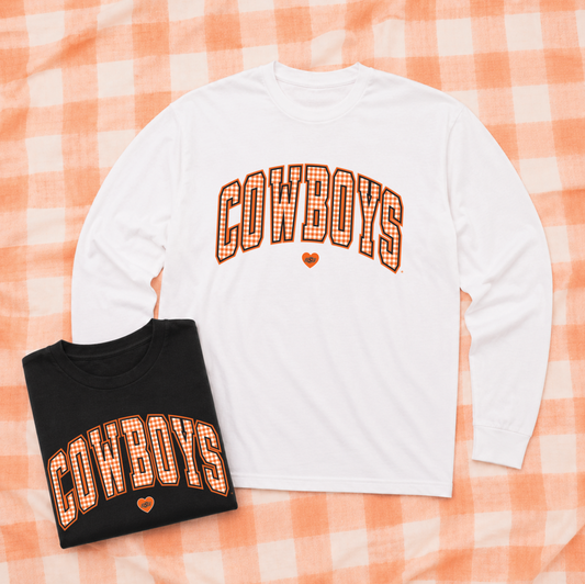 OK STATE 2026: Cowboys Gingham (COMFORT COLORS LONGSLEEVE)