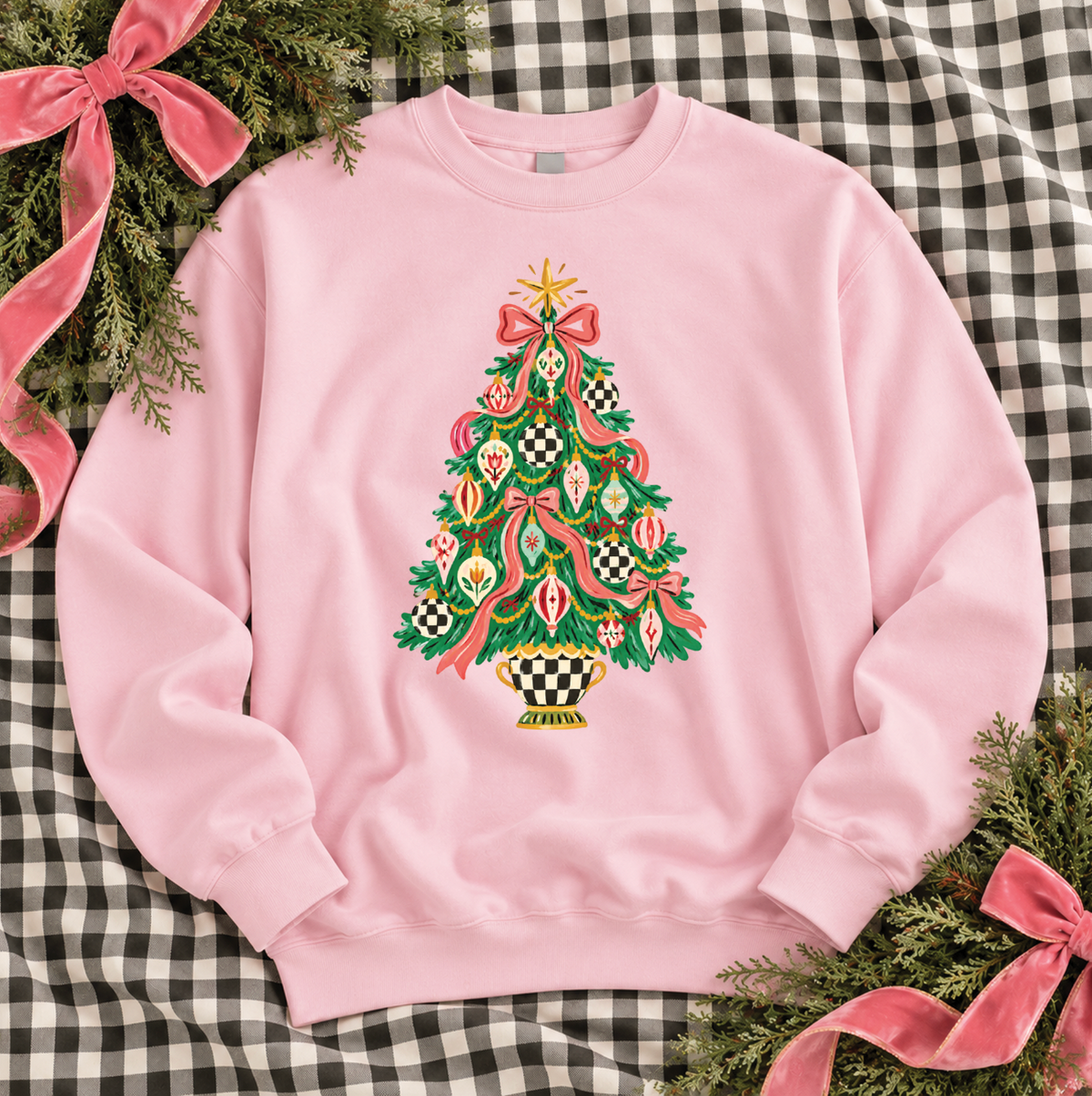 CHRISTMAS 2026: Courtly Checkered Little Christmas Tree (SWEATSHIRT)