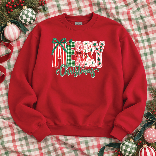 CHRISTMAS 2026: Merry Christmas Mixed Patterns (SWEATSHIRT)