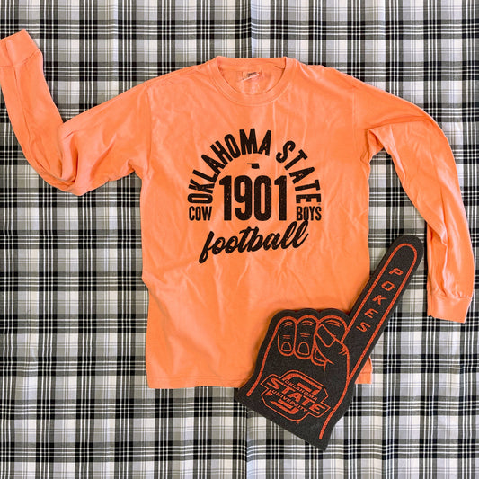 OK STATE 2025: Oklahoma State Vintage Arch Text (COMFORT COLORS LONGSLEEVE)