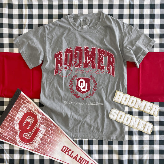 UNIV. OF OK 2025: Boomer Sooner Polkadot Vintage Collegiate (COMFORT COLORS SHORTSLEEVE)