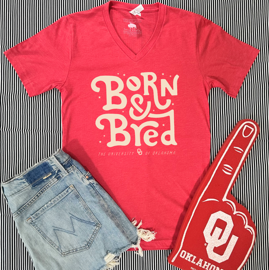 OU 2024: OU BORN & BRED (**BELLA CANVAS V-NECK**)