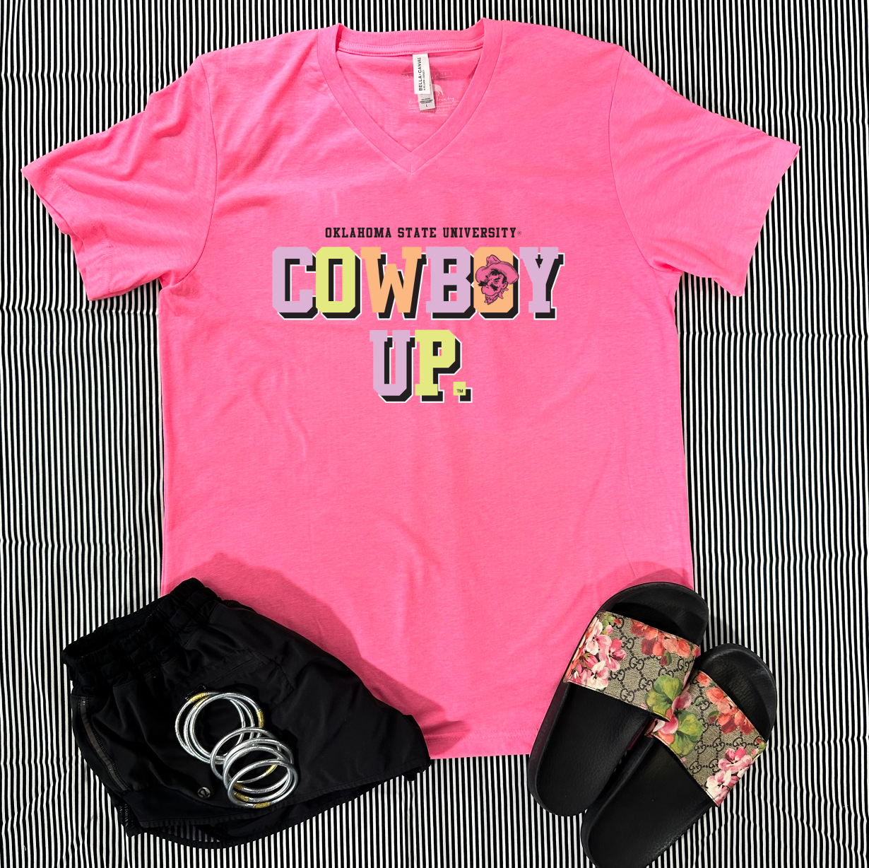 OSU 2024: COWBOY UP NEON (**BELLA CANVAS V-NECK**)