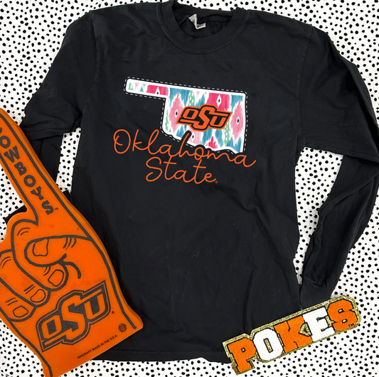 OK STATE UNIV. 2023: OSU Ikat State Shape (LONGSLEEVE)